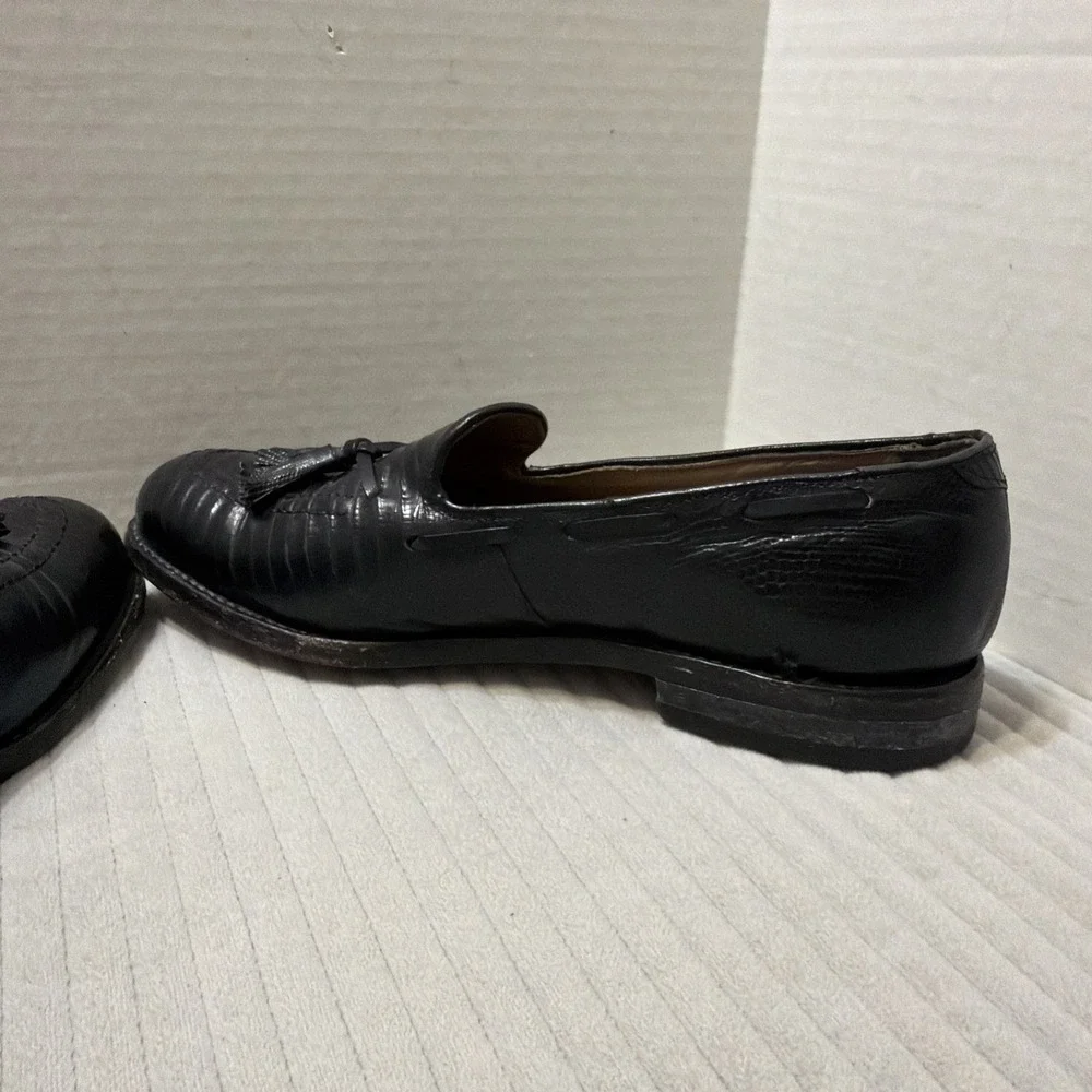 Mens FootJoy Lizard Skin Loafers Slip On Dress Shoes Mens Size 9.5D Black